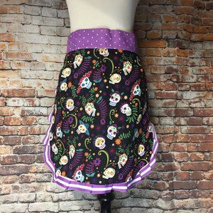 Cocktail Apron Purple Sugar Skulls